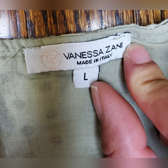 Vanessa Zani 100% Cotton Eyelet Slight Ruffle Hem Lined Shift Mini Dress Sz L - Picture 5 of 6